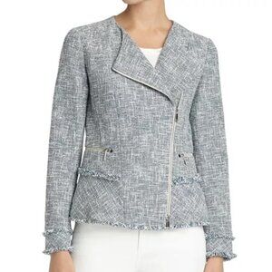 Lafayette 148 New York Owen Tweed Moto Jacket Size 10